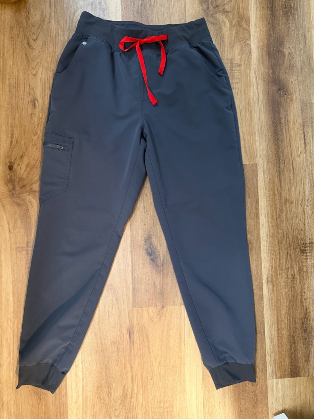 Figs gray Jogger Pants with Red Drawstring